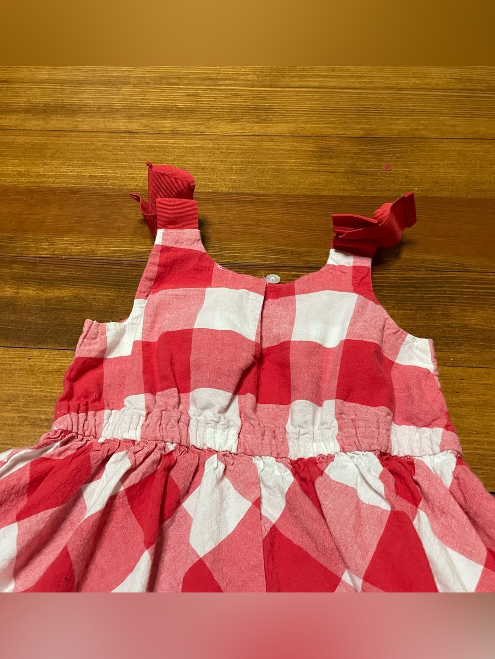 Lucky Penny Red and White Gingham Cotton Sundress with Bows at Shoulder 2T - Picture 7 of 9